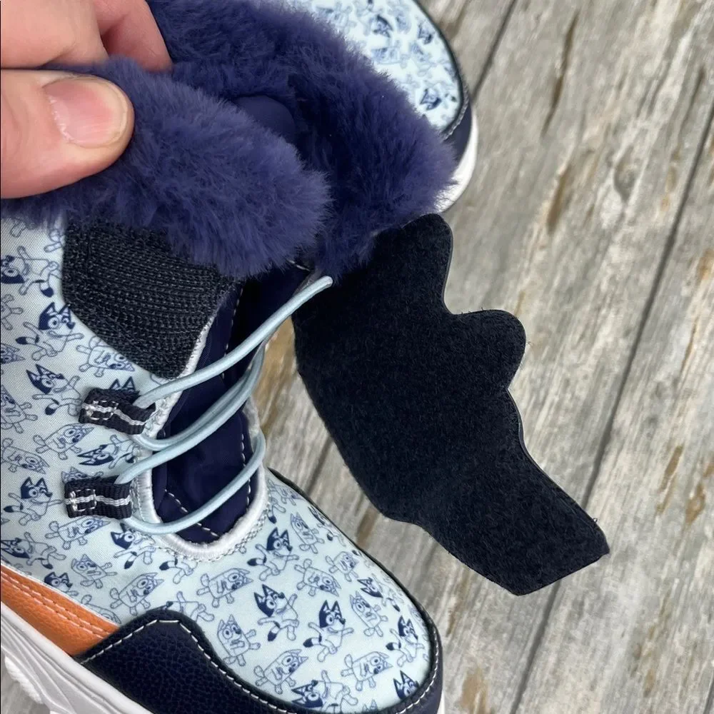 Toddler Bluey Winter Boot Shoes Faux Fur Trim Size 11